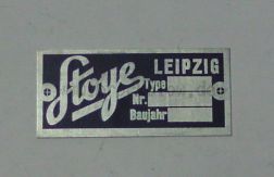 Typenschild Stoye