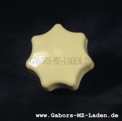 Sterngriffmutter M6 - ohne Druckscheibe - elfenbein (beige) - lange Ausführung - MZ ES, MZ TS - auch f. Simson-Fahrzeuge verwendbar