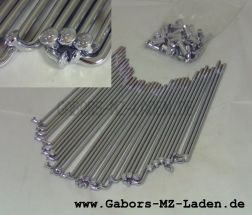 Speichensatz mit Nippeln 143,5 mm CHROM für Simson VERSTÄRKT von WWS (deutsche Qualität)