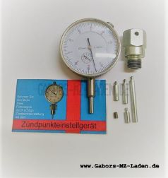 Dial gauge for ignition point settings, settings clock for contact breaker ignition - for spark plug tread M14x1,25 