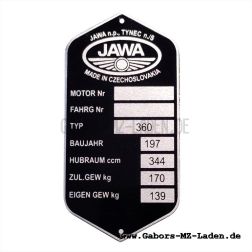 Typenschild JAWA 360