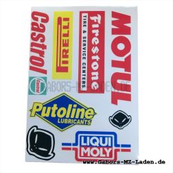 Aufklebersatz MOTUL, Firestone, PIRELLI, Castrol, Putoline, LIQUI MOLY
