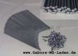 WWS Speichensatz M4-177 mm, 36 Stück chrom incl. Nippel