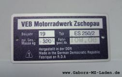 Typenschild  ES 250/2
