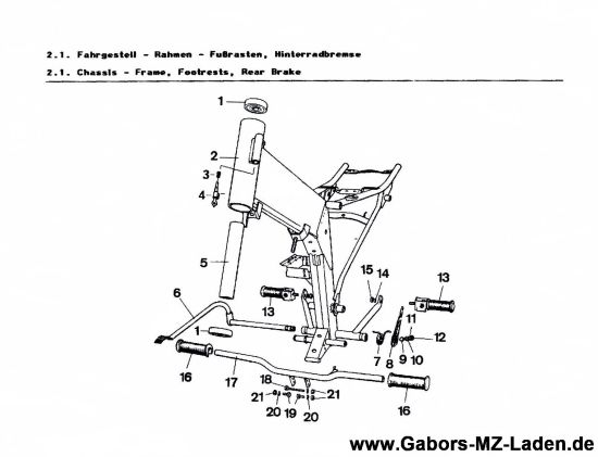 2.01. Rahmen - Fussrasten - Hinterradbremse