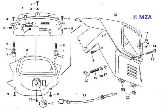 12. Headlamp housing and support for instruments