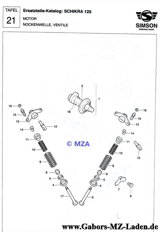 21. Nockenwelle, Ventile