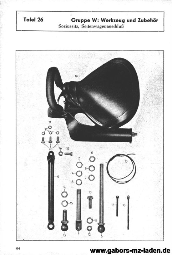 26. Pillion, sidecar connection