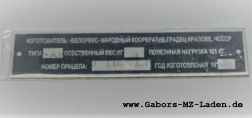 Nameplate Velorex russian