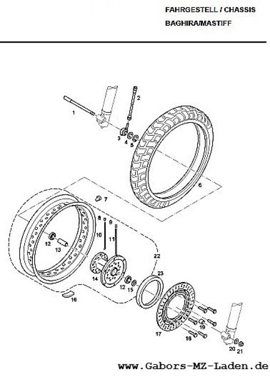 F26. Vorderrad 21 Zoll