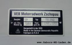 Nameplate TS 250