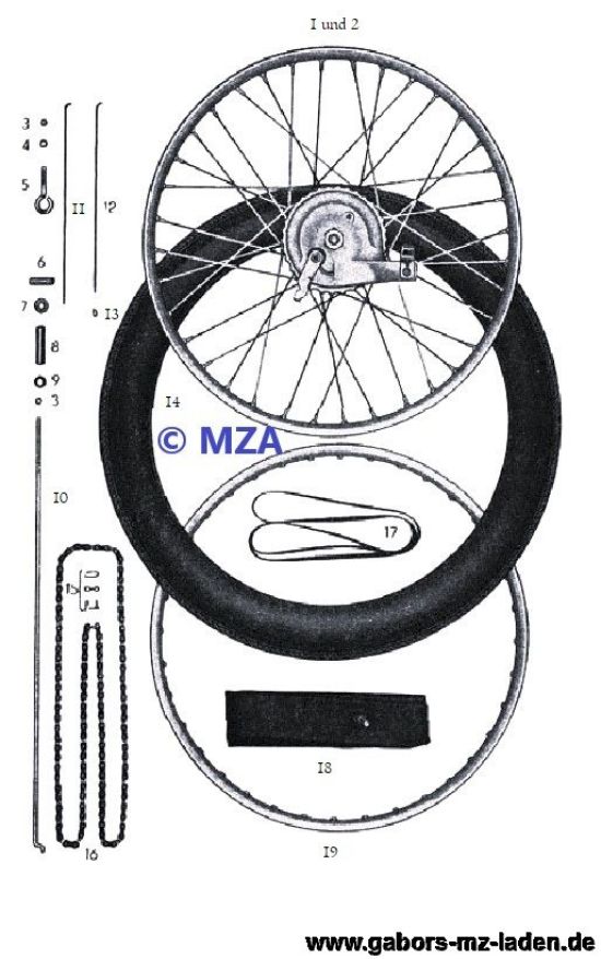 07. Vorder- und Hinterrad, Bremsstange, Kette
