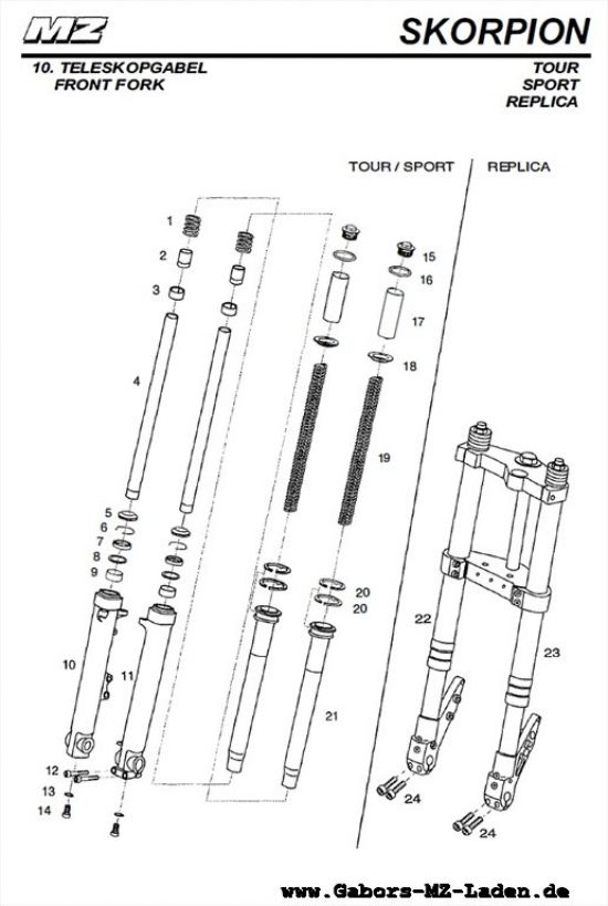 10. Telescopic front fork