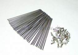 WWS Spokes set M4-121 mm, 36 pieces, high quality steel, including spokes nipples (stainless steel look)