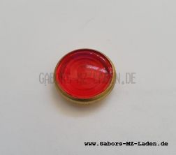 Sight control glass red - PVC in brass frame - for Ø16mm drilling