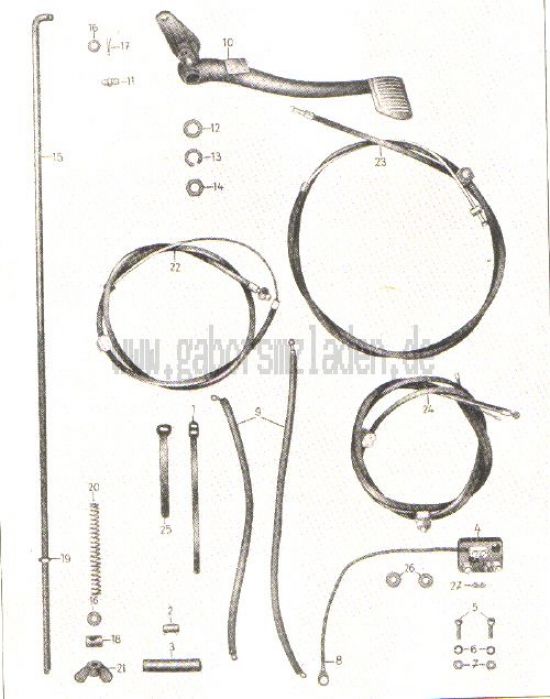 24. Fußbremsbetätigung, Bowdenzüge, Klemmbrett
