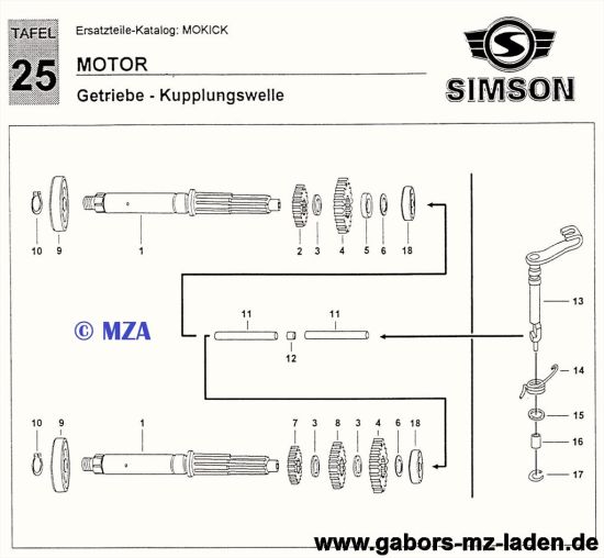 25. Gear - clutch shaft