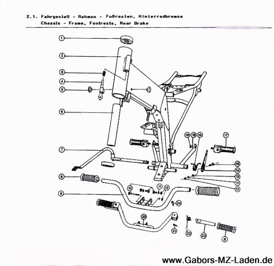 2.01. Rahmen - Fussrasten - Hinterradbremse