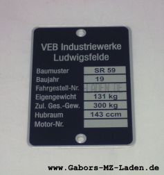 Plaque signalétique IWL SR59 Berlin