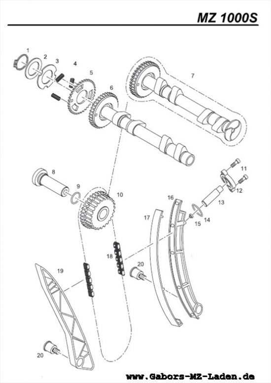 M07. Valve drive, cam shaft