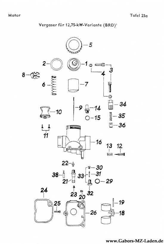 23a. Vergaser für 12,75 KW- Version (BRD)