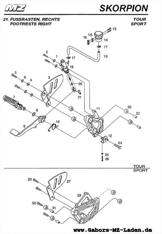 21. Fußrasten rechts