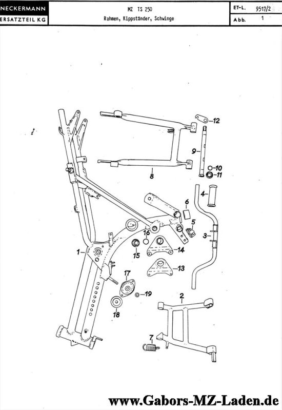 01. Rahmen, Kippständer, Schwinge