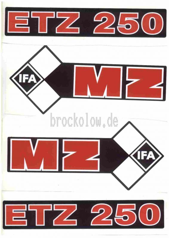 MuZ SATZ 2x Klebefolie Seitendeckel rot/schwarz/weiß ETZ150 MOTORRAD MZ ETZ TOP