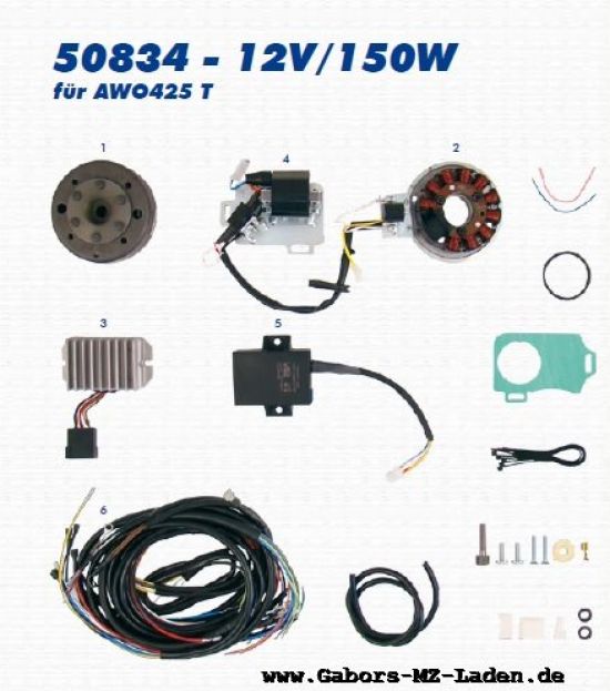 VAPE Encendido del motor 50834 12V/150W AWO 425T