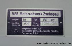 Nameplate ES 125/1