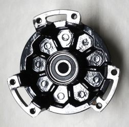 Hub drum for front wheel, black, disc brake new, version for flat brake disc (with bearings)