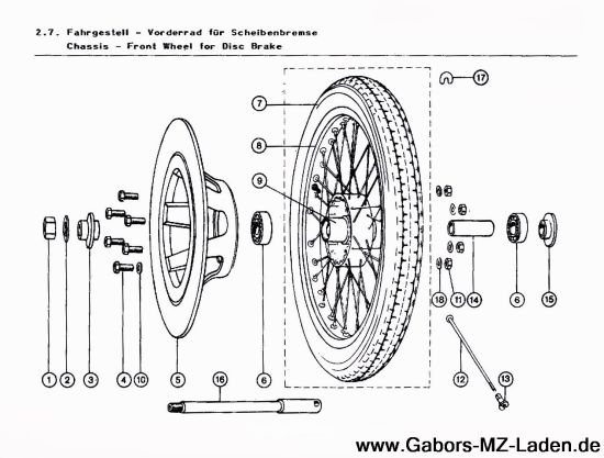 2.07.  Vorderrad für Scheibenbremse