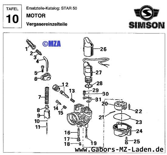 10. Vergasereinzelteile
