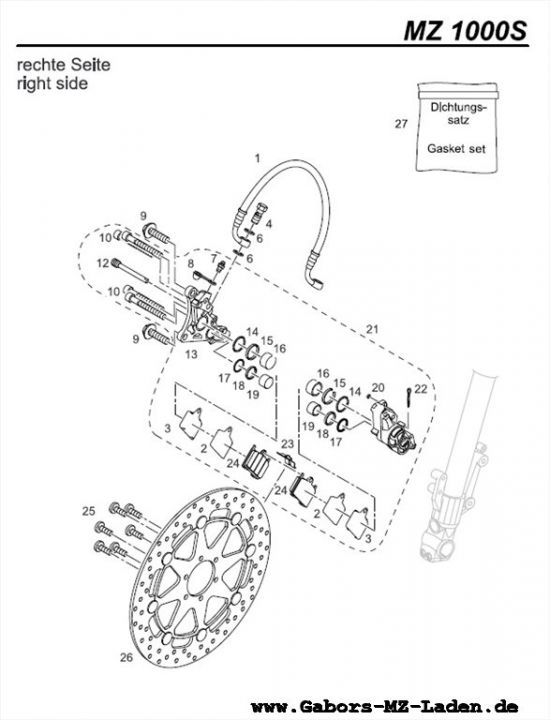 F10. Freno delantero lado derecha