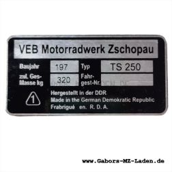 Nameplate TS 250