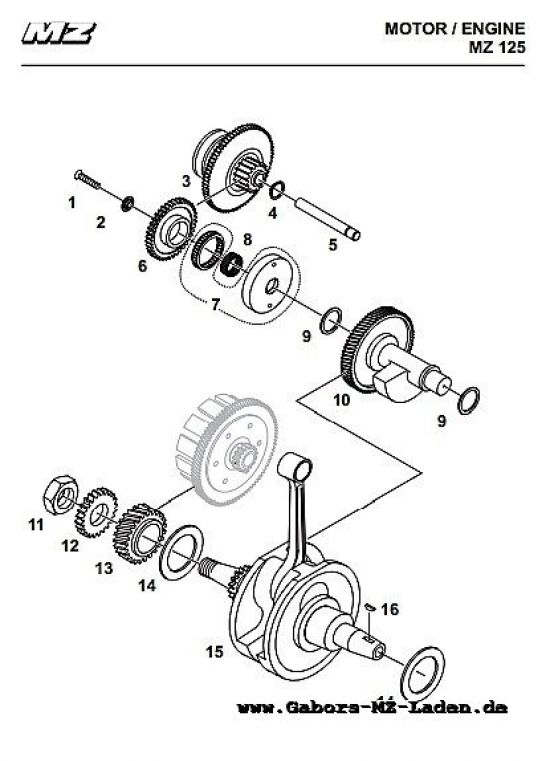 M08 Crankshaft, balancer shaft, free wheel
