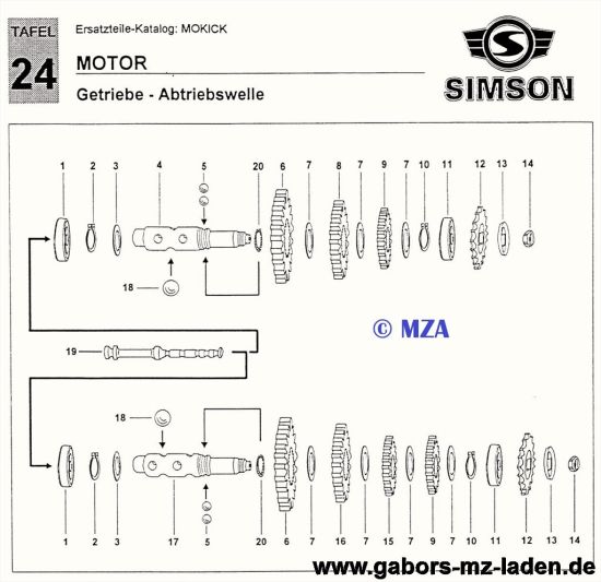 24. Getriebe und Abtriebswelle
