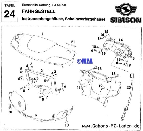 24. Instrumentengehäuse, Scheinwerfergehäuse