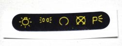 Schriftzug (Aufkleber) Symbole für Armaturenträger / Zündschalter ETZ (gelbe Symbole auf schwarzem Untergrund)