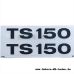 Satz Aufkleber/Klebefolie TS 150 für Seitenverkleidung, Schrift schwarz mit weißem Rand