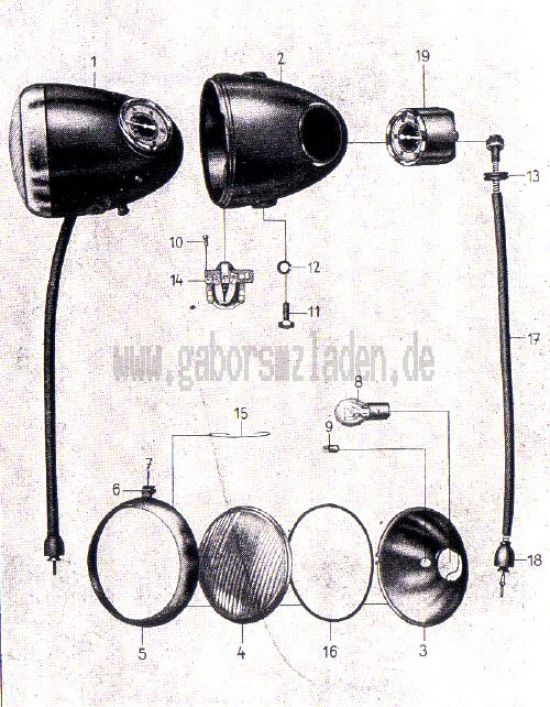 25. Scheinwerfer, Anschlusskabel, Tachometer