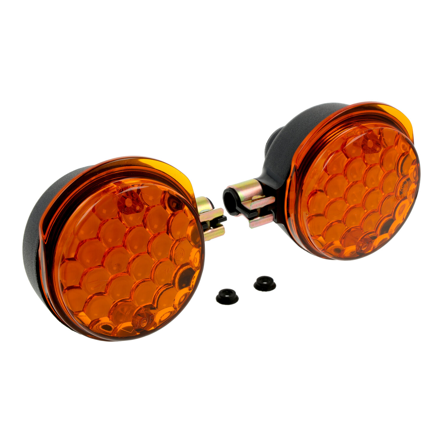 Paar Blinkleuchten LED-vorn, rund - 8580.23 - schwarz/orange