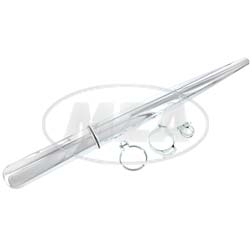 Auspufftopf vollständig, verchromt, inklusive aller Schellen, Ø28 mm - Blech 1,5 mm - SR50, SR80