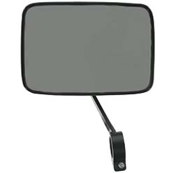 Rückblickspiegel, links - schwarz, eckig, Kunststoff-Spiegelschale, Alu- Spiegelarm mit Außenrohrklemmung