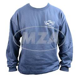 Sweatshirt, Pullover - Größe L, naviblau - mit Reflexdruck silber (Logo m. Web-Adresse, vorne und hinten großem Logo)