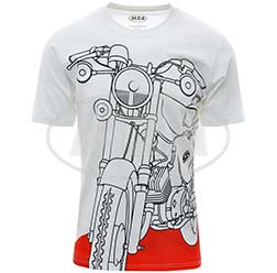 T-Shirt, Farbe: weiß, Größe: XS - Motiv: S51 auf Flammrot - 100% Baumwolle