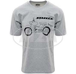 T-Shirt, Farbe: hellgrau meliert, Größe: L - Motiv: Spatz Basic - 100% Baumwolle