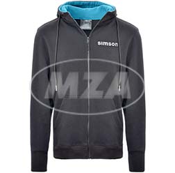 Zipp-Hoodie, schwarz/blau, Größe: M - Motiv: SIMSON - 80% Baumwolle/ 20% Polyester