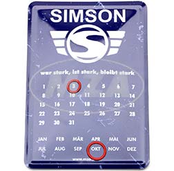 Blechschild 10x14cm, Ewiger Kalender, blau, nostalgic art, Motiv: SIMSON
