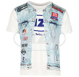 T-Shirt, Farbe: weiß/Jeansoptik, Kindergröße: 128 - Motiv: STS-Kutte